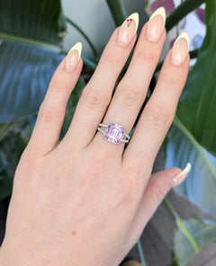 Anello con Kunzite naturale da 6,4 carati e accenti di diamanti naturali: Oro massiccio 14K, 11x9mm