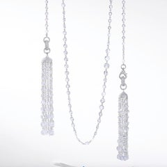 64Facets 14 Carat Diamond Tassel Pendant for Necklaces in White Gold