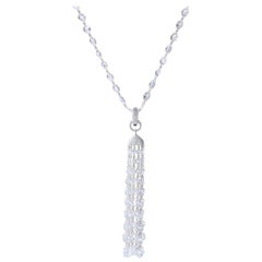 64Facets 14 Carat Diamond Tassel Pendant for Necklaces in White Gold