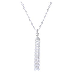 64 Facets 14 Carat Roe Cut Diamond Tassel Pendant for Necklaces in White Gold