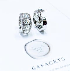 64Facets 1.60 Carat Rose Cut Diamond Huggie Earrings in 18 Karat White Gold