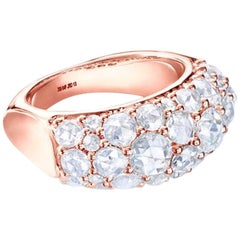 64Facets 2.3 Carat Eclat Rose Cut Diamond Cocktail Ring in 18 Karat in Rose Gold