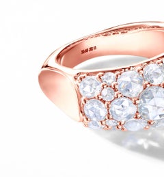 64Facets 2.3 Carat Eclat Rose Cut Diamond Cocktail Ring in 18 Karat in Rose Gold
