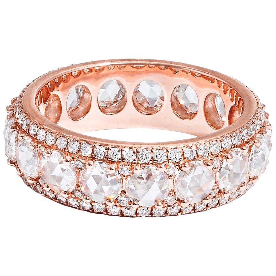 64Facets 2.50 Carat Rose Cut Diamond Ring in 18 Karat Rose Gold For Sale