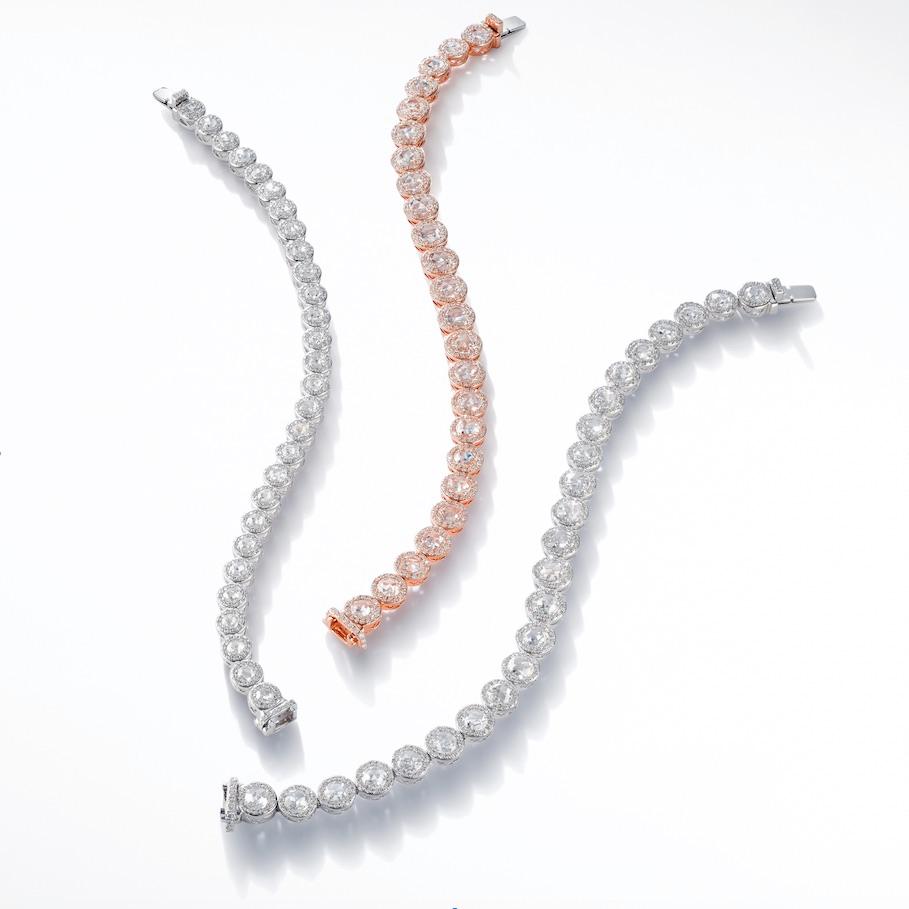 64Facets 2.90 Carat Tennis Bracelet Rose Cut Diamonds in 18 Karat White Gold For Sale 14