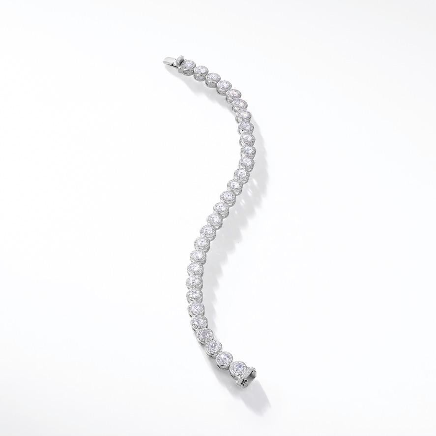 64Facets 2.90 Carat Tennis Bracelet with Rose Cut Diamonds in 18 Karat Rose Gold For Sale 6