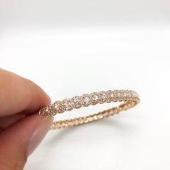 64Facets 3.40 Carat Rose Cut Diamond Scallop Bangle Bracelet in 18 Karat Gold