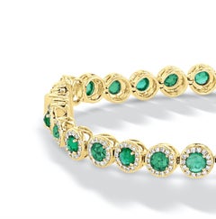 64Facets 3.75 Carat Emerald and Diamond Tennis Bracelet in 18 Karat Gold