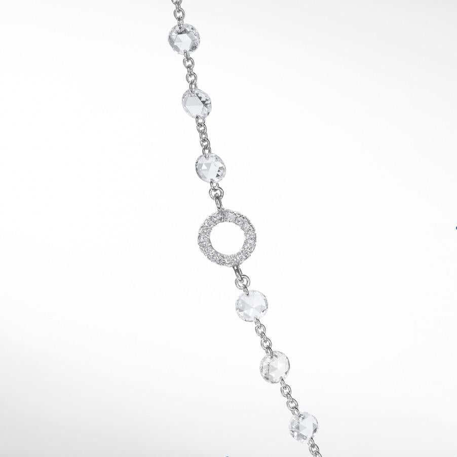 64Facets Rose Cut Diamond and Platinum Chain Necklace, 16 Carat In New Condition For Sale In Los Angeles, CA