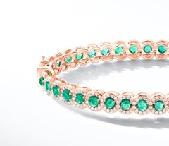 64Facets 8 Carat Elements Emerald and Diamond Bangle in 18 Karat Rose Gold