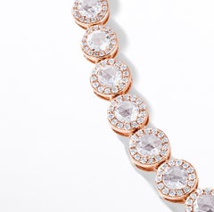 64Facets 9 Carat Rose Cut Diamond Necklace with Pave Accents in Rose Gold