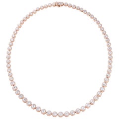 64Facets 9 Carat Rose Cut Diamond Necklace with Pave Accents in Rose Gold