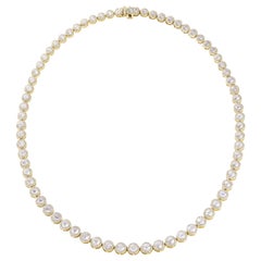 64Facets 9 Carat Scallop Rose Cut Diamond Necklace in 18 Karat Yellow Gold