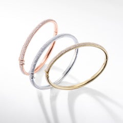 64Facets Pave Diamond Bangle Bracelet in 18 Karat White Gold, 2.75 Carat