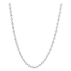 64Facets Rose Cut Diamond and Platinum Chain Necklace, 8 Carat