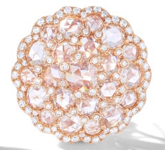 64Facets Shield Shape Rose Cut Diamond Cluster Stud Earrings in Yellow Gold