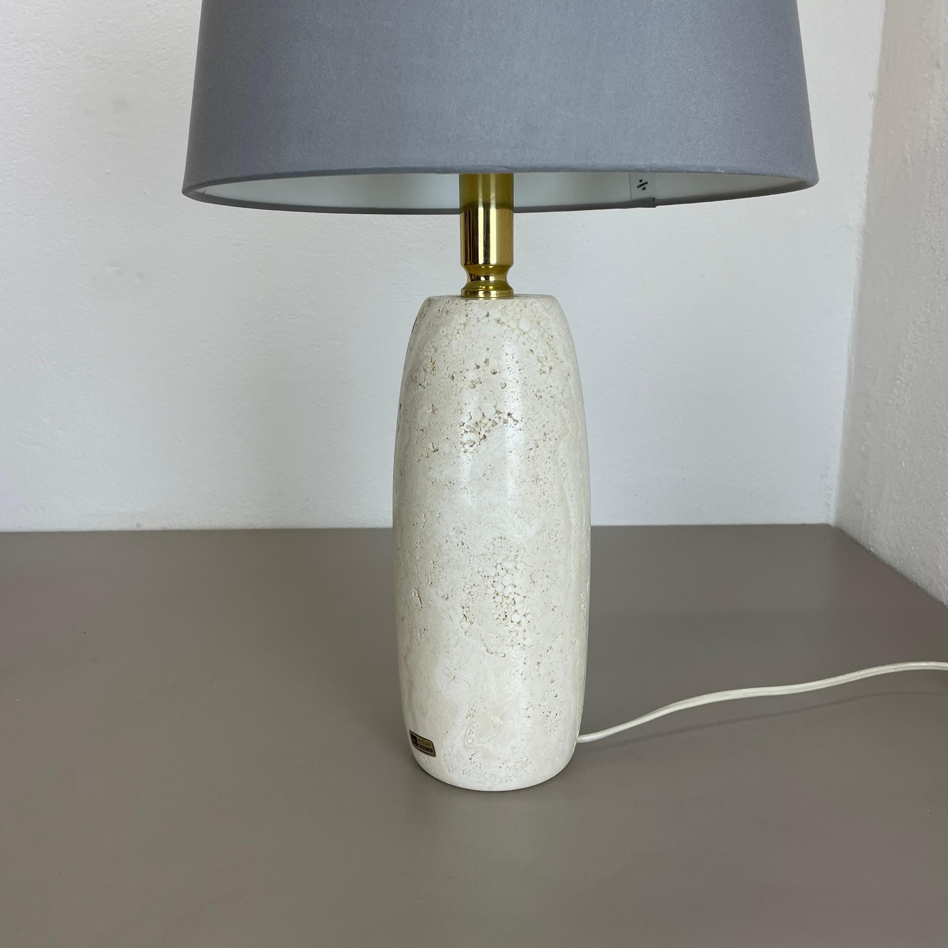 Italian 6.4kg Travertine Marble Fratelli Mannelli Style Table Light Base, Italy, 1970s For Sale