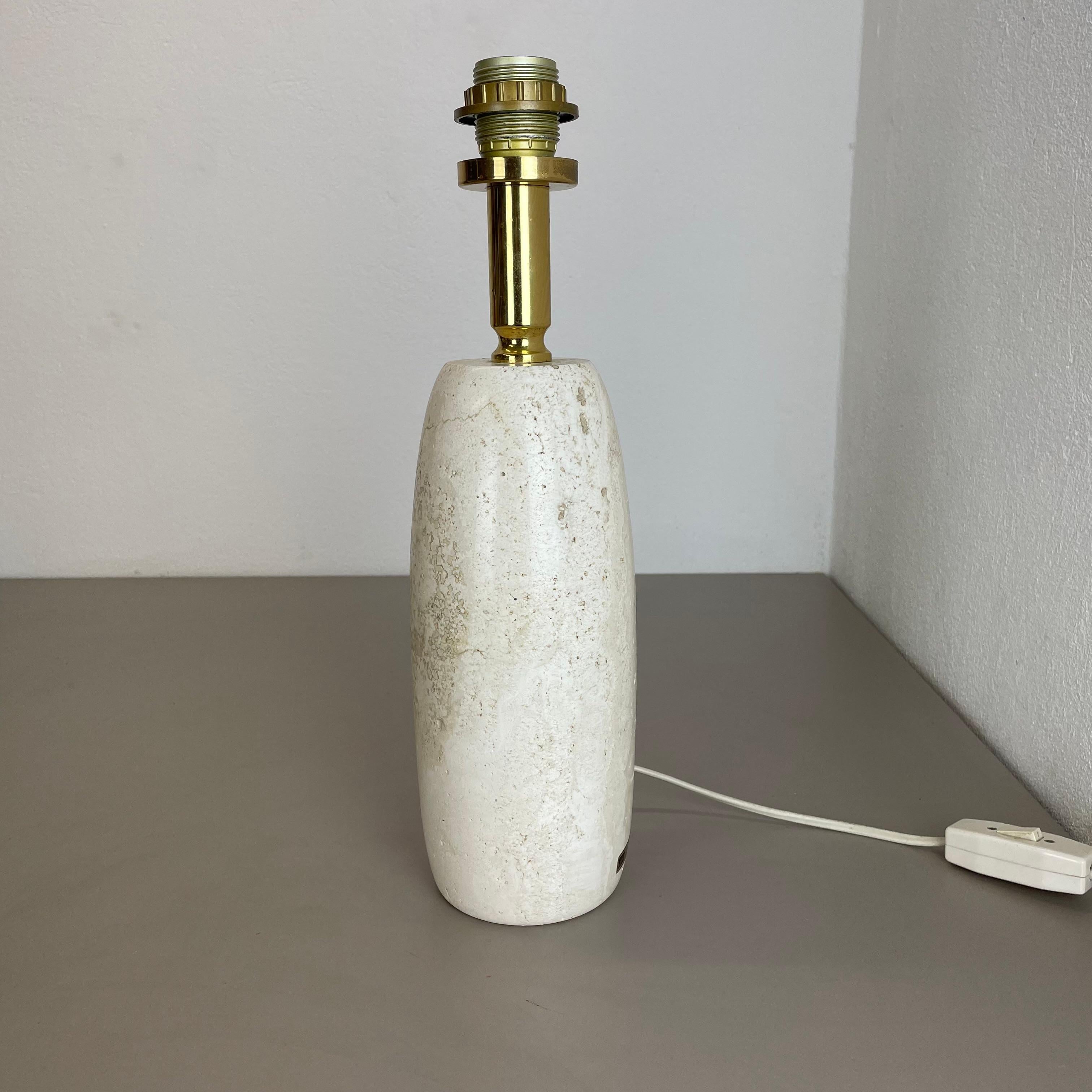 Metal 6.4kg Travertine Marble Fratelli Mannelli Style Table Light Base, Italy, 1970s For Sale
