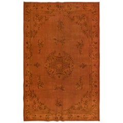 Tappeto turco fatto a mano 6,4x10 Ft, tappeto arancione Art Deco per il soggiorno moderno