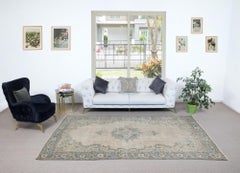 6,4x10 Ft Einzigartiger Anatolischer Oushak-Teppich, Vintage, handgefertigter, sonnenverblasener Teppich