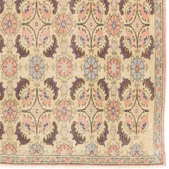 6.4x10 Ft Vintage Floral Art Deco Wool Area Rug, Handmade Turkish Carpet