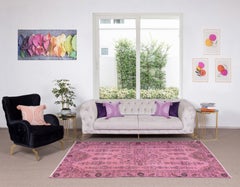 5.7x8.4 ft Contemporary Pink Area Rug, Handmade Turkish Carpet, Floor Covering