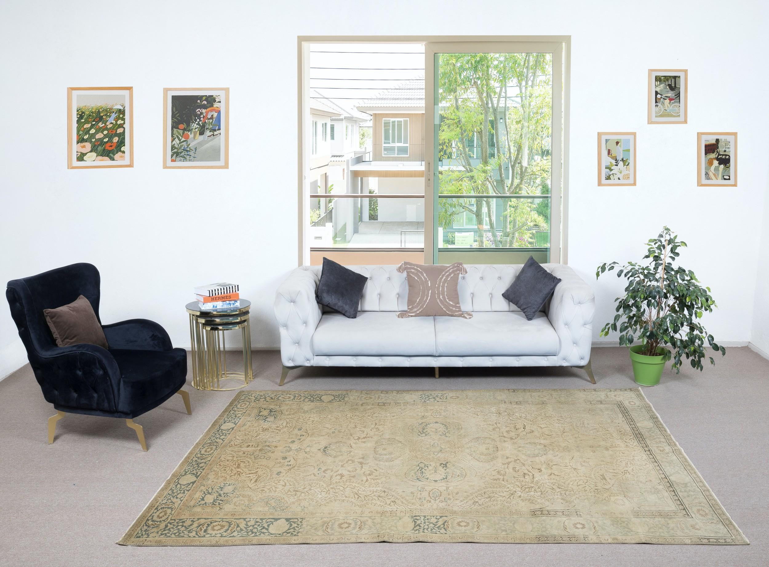Our sun-faded rugs are all one-of-a-kind, hand-knotted, 50-70 year-old vintage pieces. They each boast their own singular handmade aesthetic drawn from the centuries-old Turkish rug-weaving traditions. These rugs are made completely of sheep’s wool,