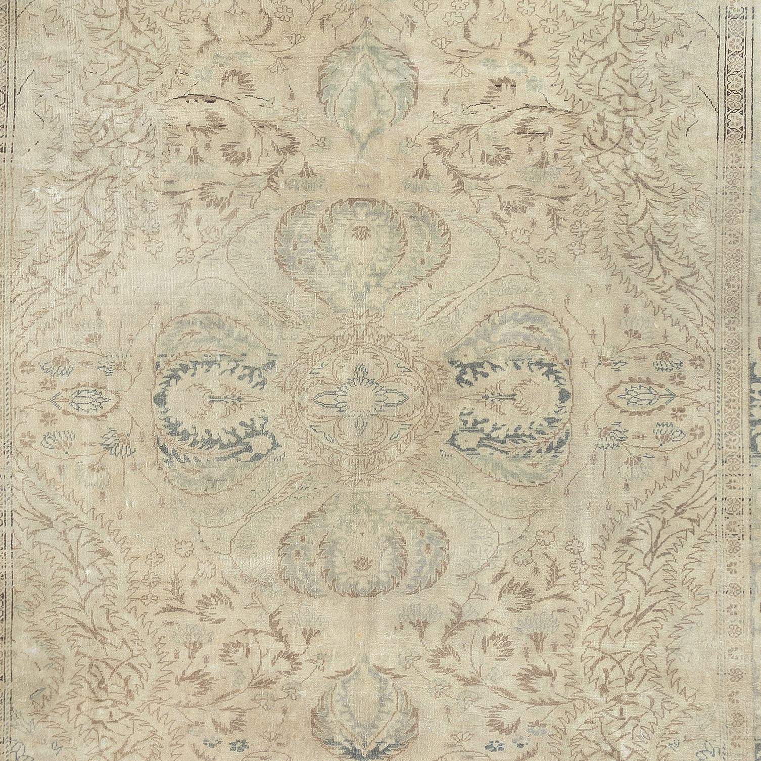 6.4x10 Ft Vintage Hand Knotted Turkish Area Rug for Living Room and Dining Room In Good Condition For Sale In Spring Valley, NY