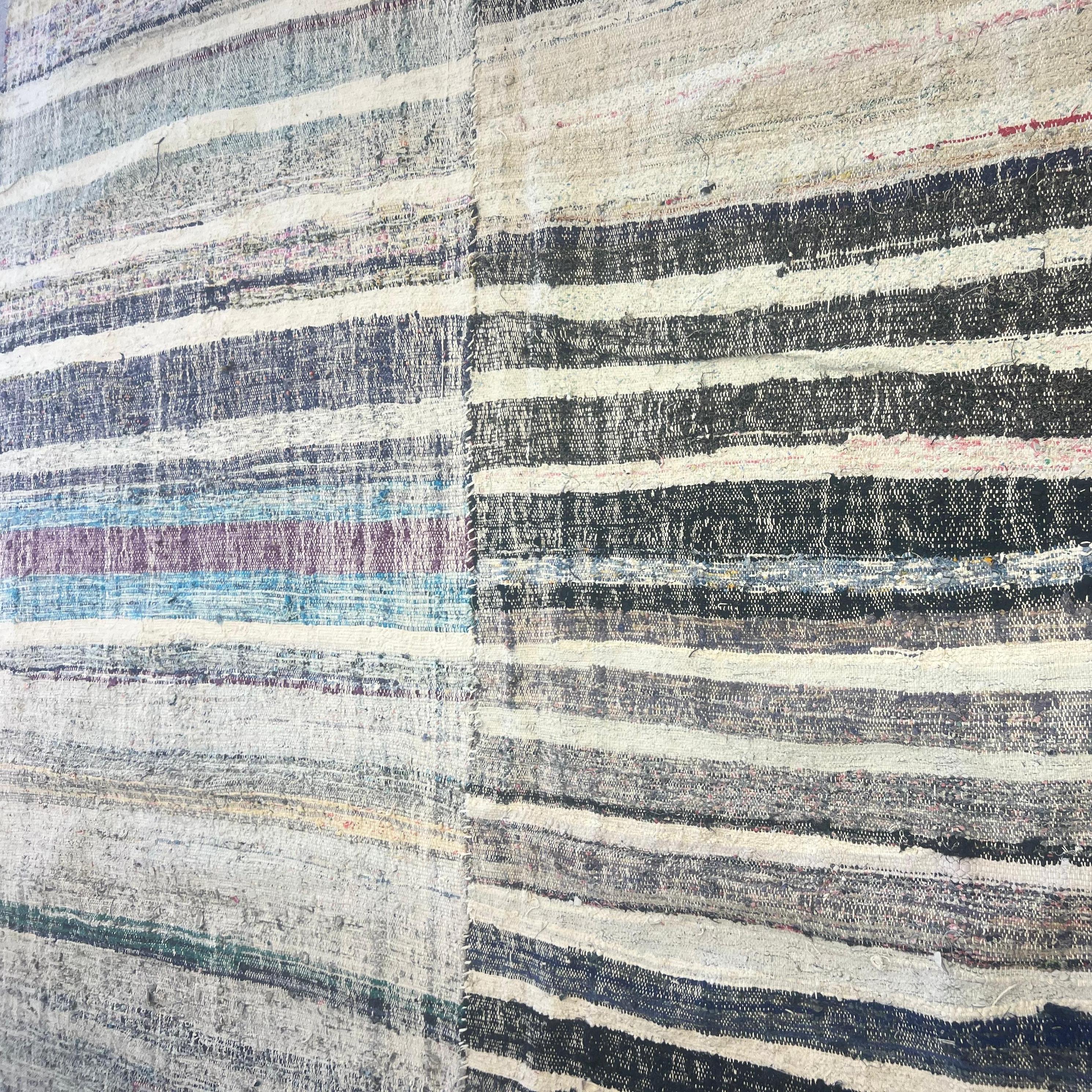 Cotone Rug & Kilim in cotone tessuto a mano, 6.4x10 Ft, tappeto turco colorato a trama piatta in vendita