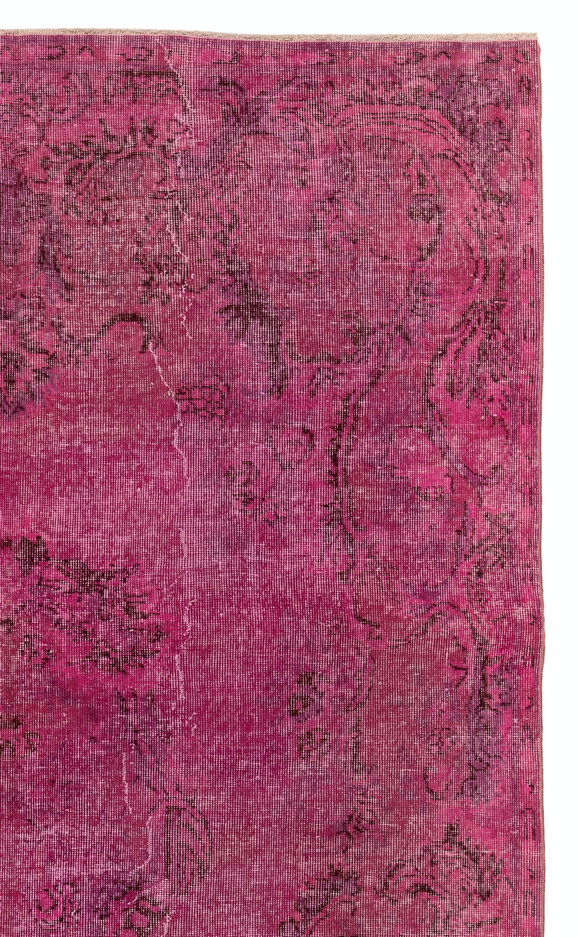 Moderno Tappeto 6.4x10 Ft Vintage Medallion Wool. Tappeto rosa contemporaneo fatto a mano