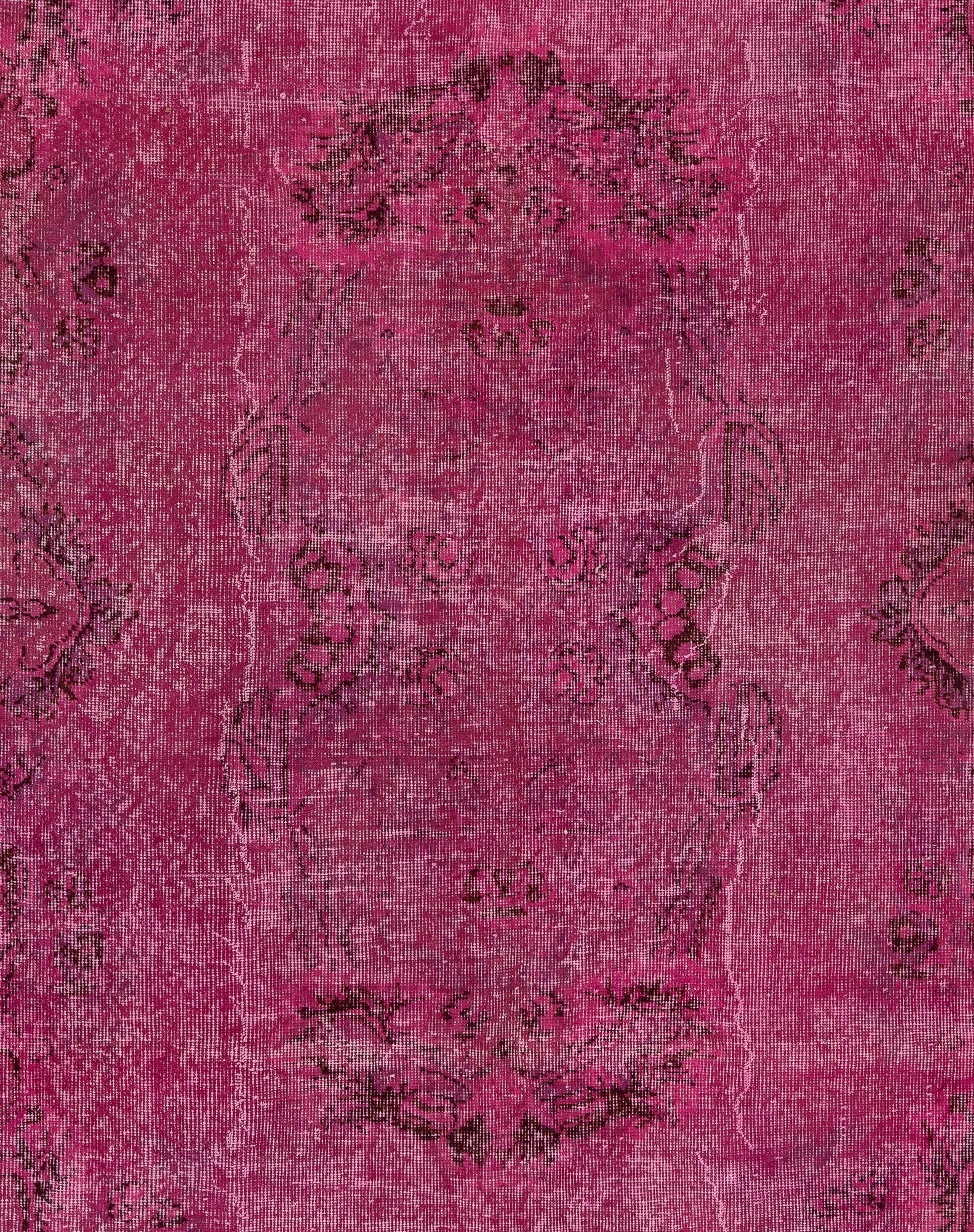 Turco Tappeto 6.4x10 Ft Vintage Medallion Wool. Tappeto rosa contemporaneo fatto a mano