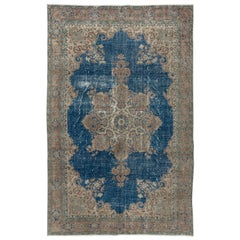 6.4x10 Ft Vintage Handmade Turkish Wool Area Rug. Traditional Shabby Chic Carpet