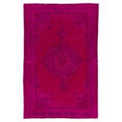 6.4x10 Ft Vintage Hand-knotted Anatolian Wool Area Rug in Fuchsia & Purple 