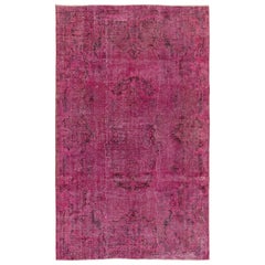 Tappeto 6.4x10 Ft Vintage Medallion Wool. Tappeto rosa contemporaneo fatto a mano
