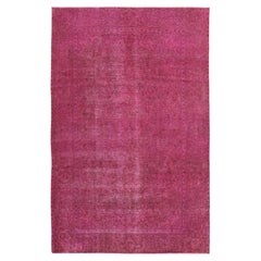 6'4"x10' Pink Overdyed Vintage Zoroastrian Tabriz Hand Knotted Pure Wool Rug