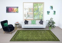 6.4x10.2 Ft Contemporary Handmade Floral Pattern Turkish Area Rug in Green