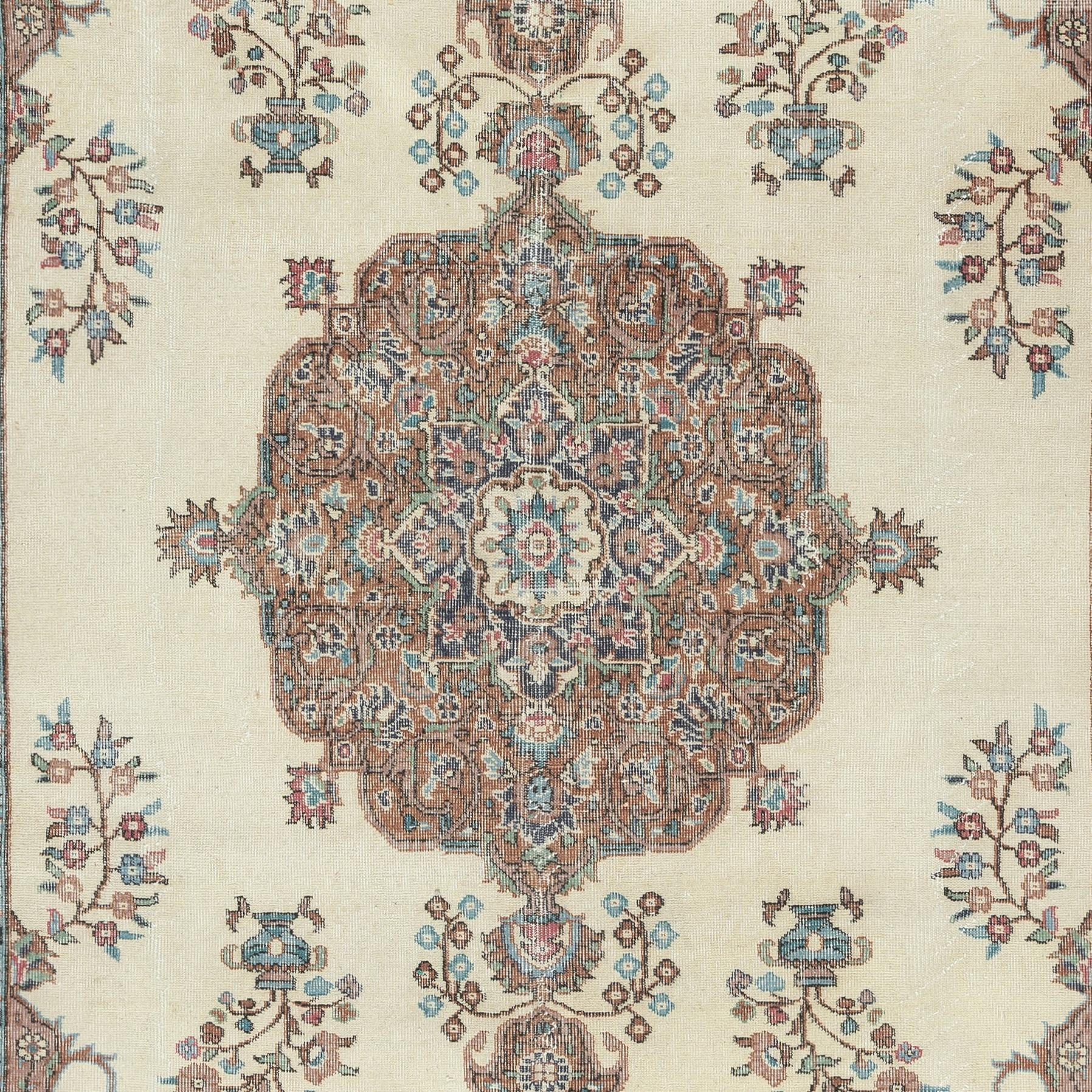 Turco Tappeto di lana rustico vintage fatto a mano 6,4x10,2 piedi per arredamento di case e cottage in vendita