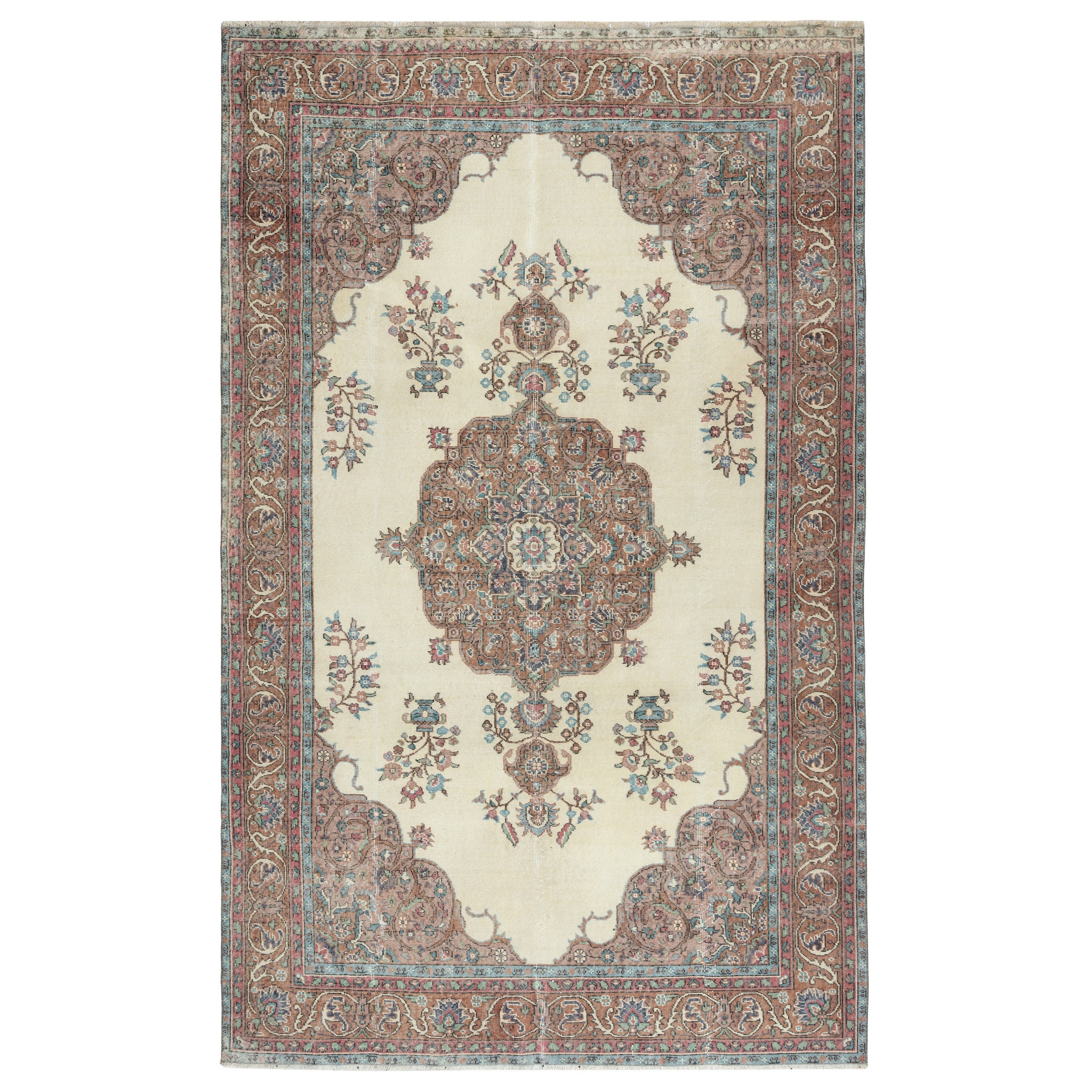 6.4x10.2 Ft Rustic Vintage Handmade Wolle Teppich für Bauernhaus und Landhaus Dekor