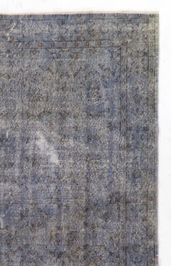 6.4x10.4 Ft Distressed Vintage Turkish Area Rug, Contemporary Light Blue Carpet