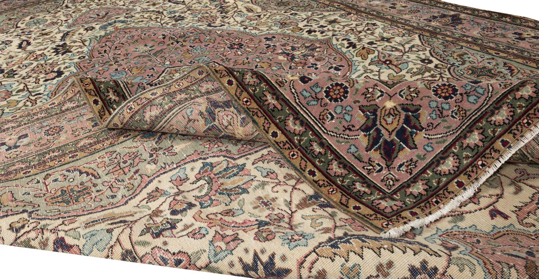 Oushak 6.4x10.4 Ft One of a Pair Handmade Turkish Wool Area Rug for Living Room Decor For Sale