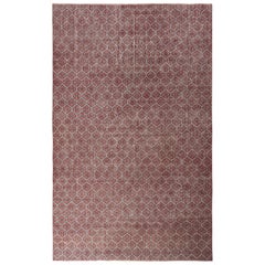 6.4x10.5 Ft Hand-geknotet Vintage Türkisch Rot Wolle Bereich Teppich mit Floral Design