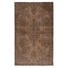 Tappeto vintage fatto a mano 6,4x10,5 Ft tinto in marrone per interni moderni