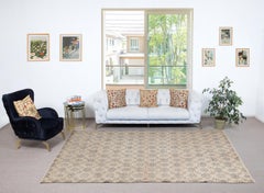 6.4x10.7 Ft Vintage Turkish Handknotted Wool Rug. Floral Patterned Area Carpet