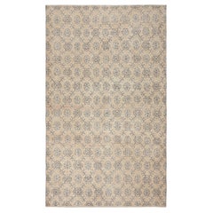 6.4x10.7 Ft Vintage Turkish Handknotted Wool Rug. Floral Patterned Area Carpet