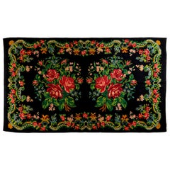 6.4x11 Ft Vintage Bessarabian Kilim, Floral Handwoven Wool Rug from Moldova