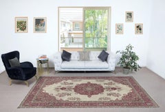 6.4x11.3 Ft Vintage Handmade Oushak Rug for Country, Farmhouse and Rustic Decor