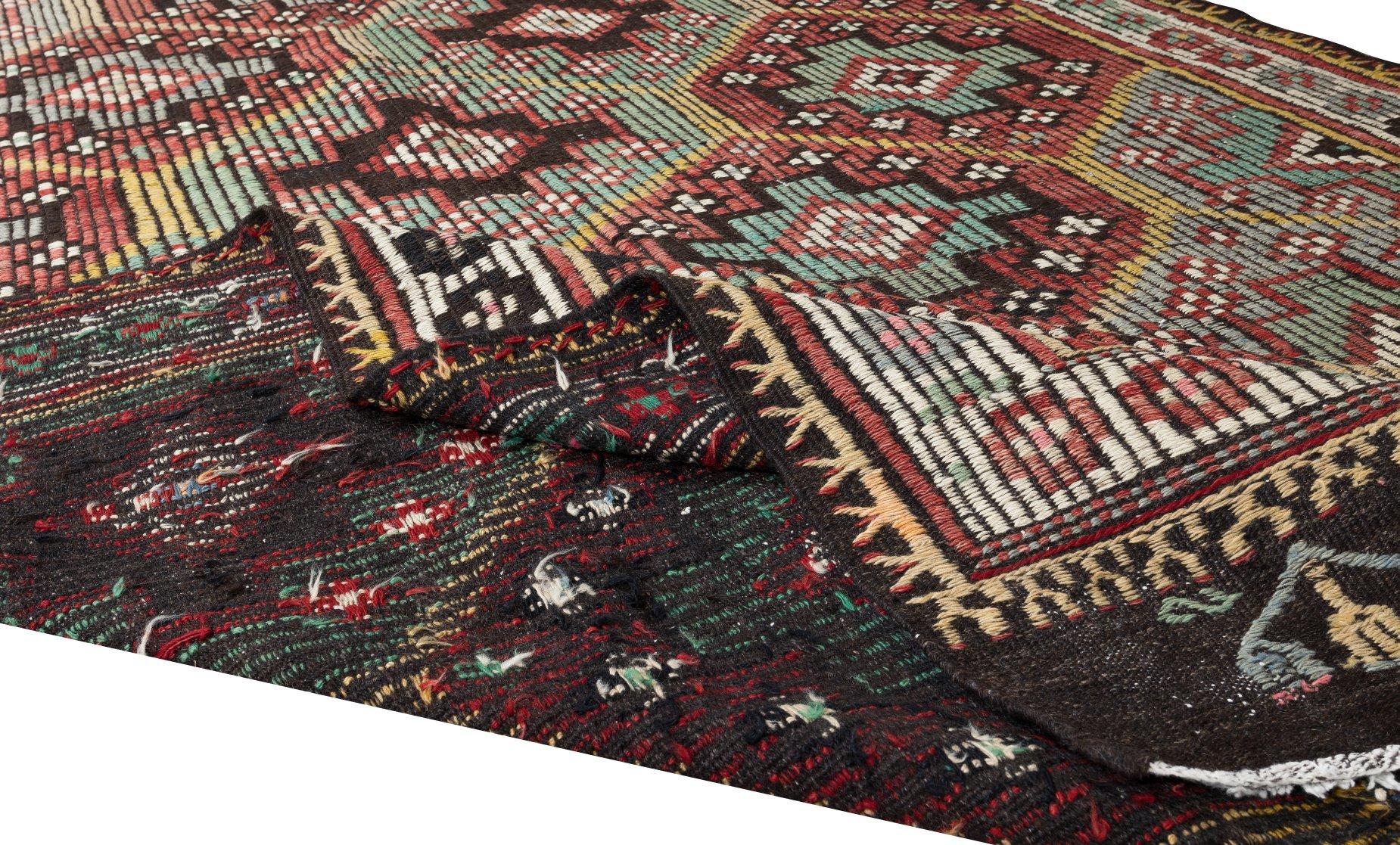 Hand-Woven 6.4x12.2 Ft Handmade Vintage Turkish Jijim Kilim, One of a Kind Rug, 100% Wool For Sale