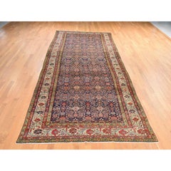6'4"x16'3" Navy Antique Persian Fereghan Sarouk Hand Knotted Wool Runner Rug