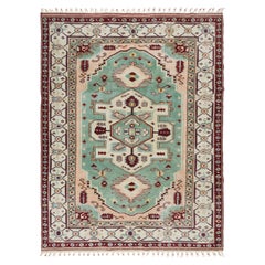 Tappeto a mano 6.4x8 Ft, Tappeto turco moderno con frangia, 100% lana