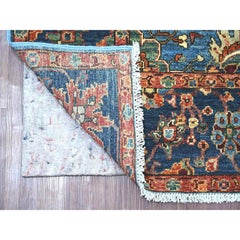 6'4 "x8'8" Azul Colección Aryana Diseño Hoja de Hoz Anudada a Mano Alfombra de Pura Lana